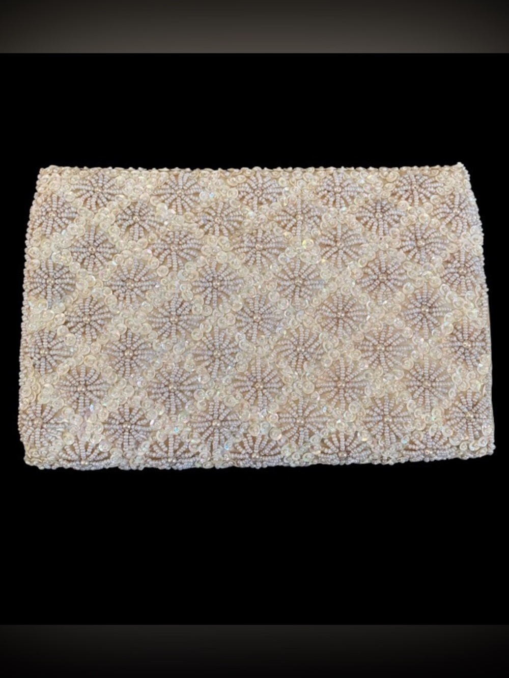 Vintage beaded/sequins handmade clutch Made in Hong Kong